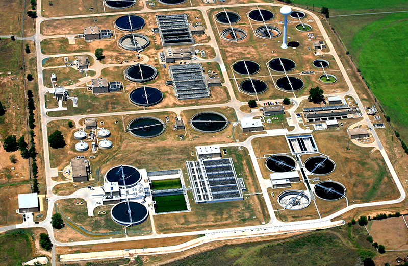 aerial view of water treatment plant