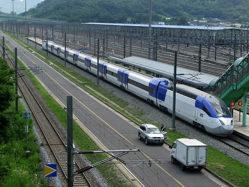 high speed train stopped at station