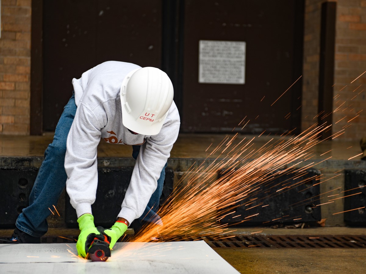 Texas CAE engineer cutting sheet metal