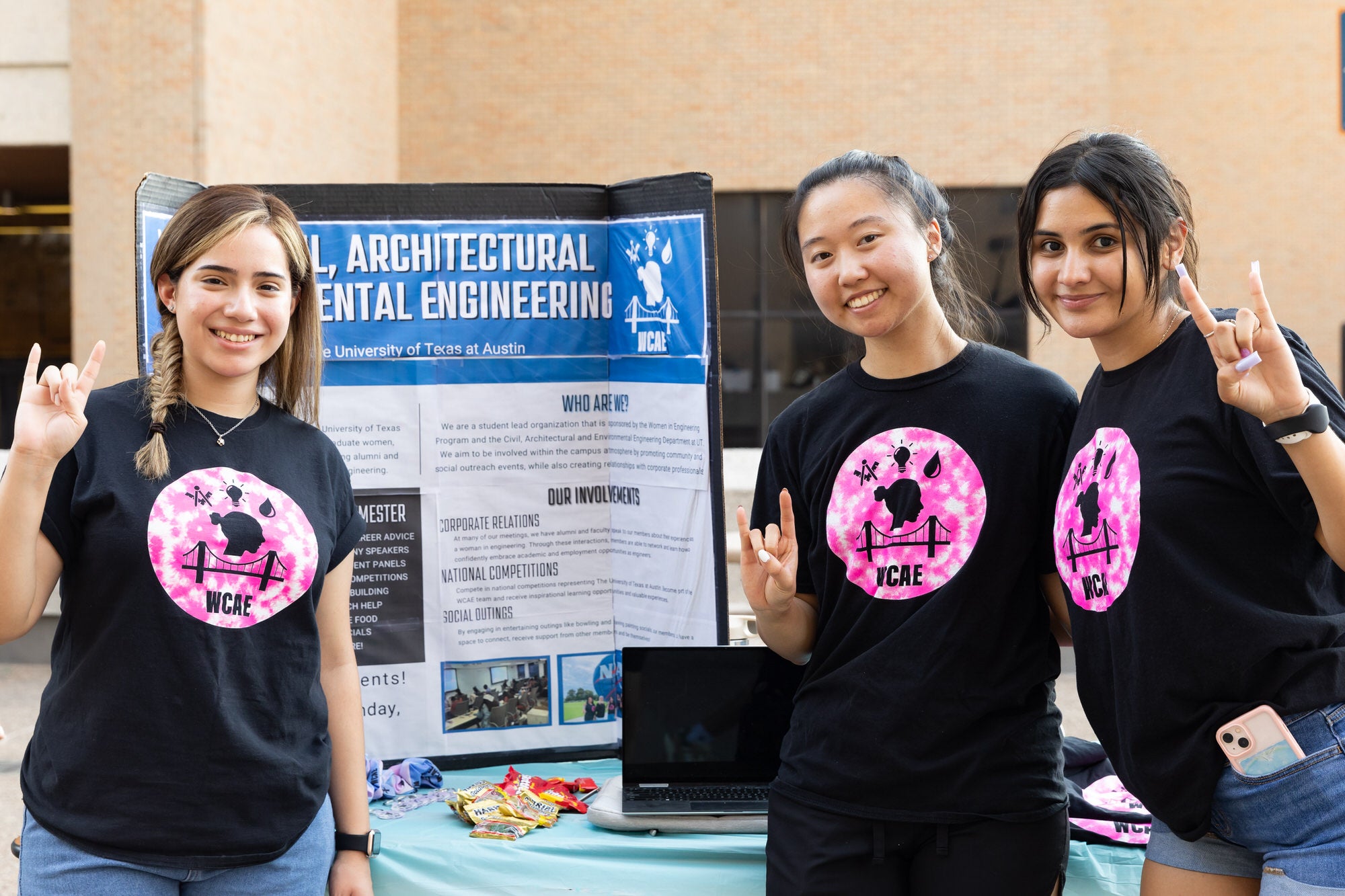 Women in Civil Architectural and Enivironmental Engineering student organization tabling at Gone to Engineering