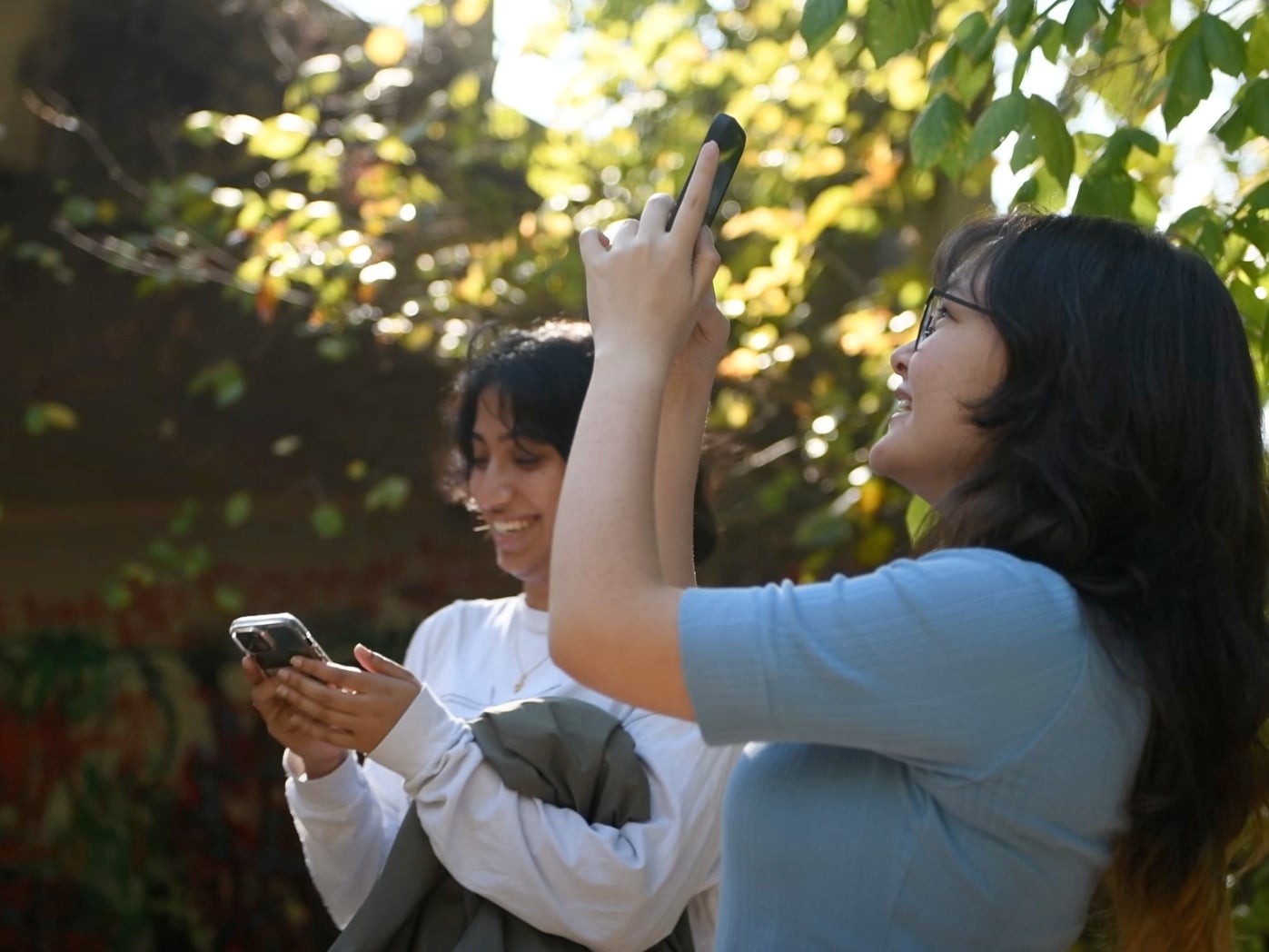 Students gather field research in environmental classroom.