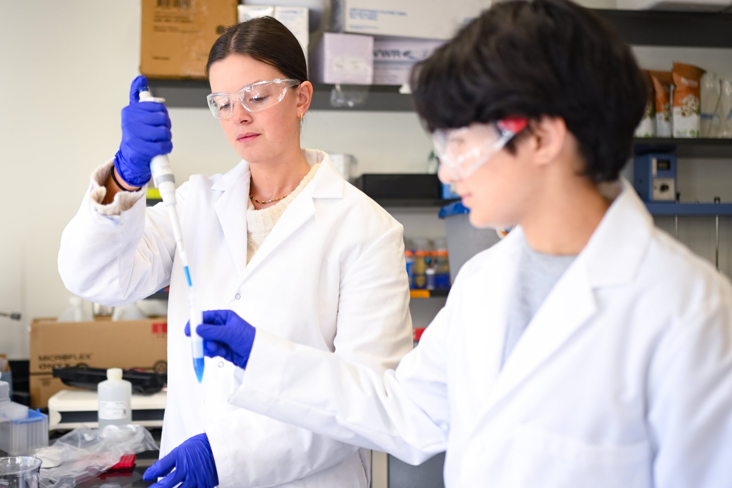 Texas Engineering students in a lab working with materials