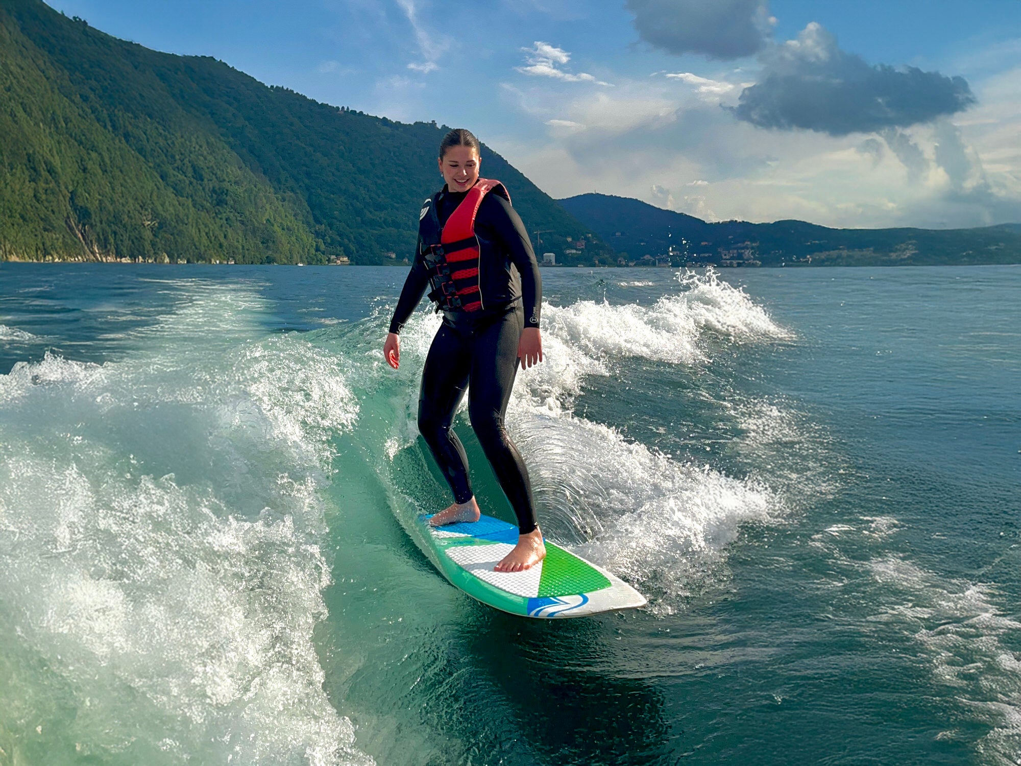 Texas Engineer Cambry Stratton wakeboarding.