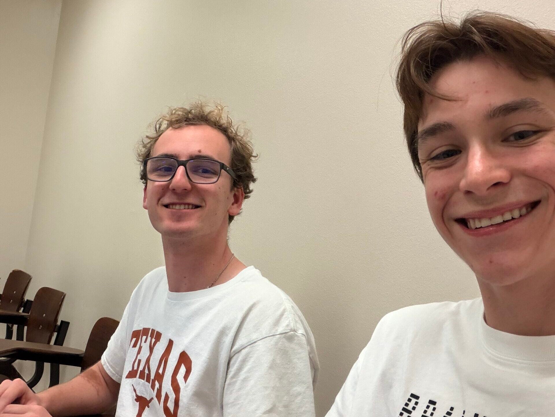 CAEE student Evan Segura and McCombs student Jacob Lucia